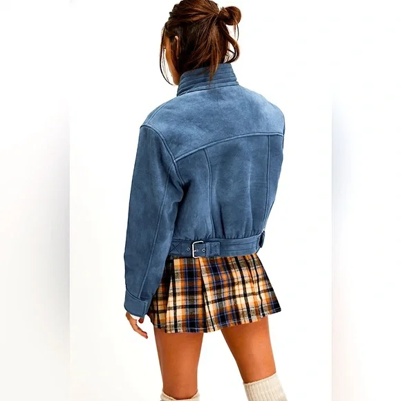 Free People We The Free Wes Suede Bomber Jacket NWT - Picture 2 of 15